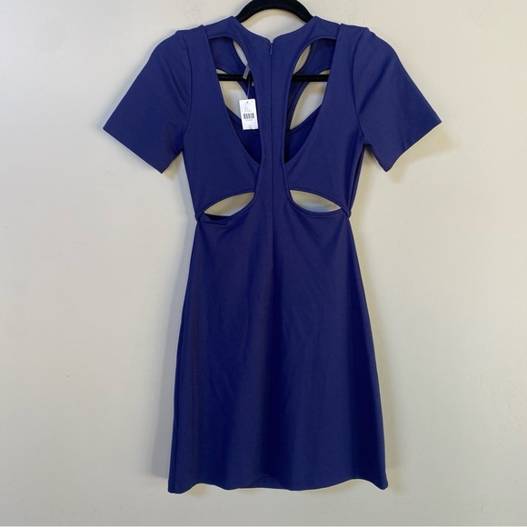 NWT by Anthropologie Ponte Cut-Out Navy Blue Short Sleeve Mini Dress Size XS - Picture 5 of 13